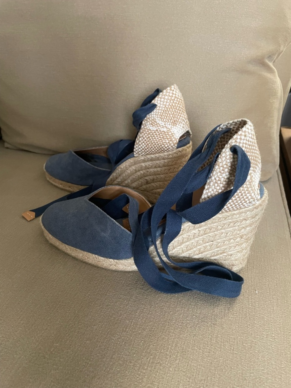 Castaner jeans Clara Blue Denim and Natural Jute Wedge Espadrilles 38